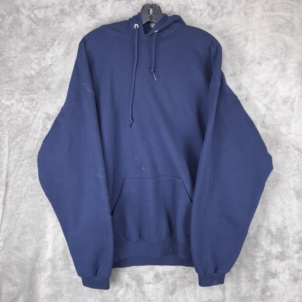 Jerzees NuBlend Navy Blue Pullover Hoodie Mens 2XLT Y2K Fleece Sweatshirt
